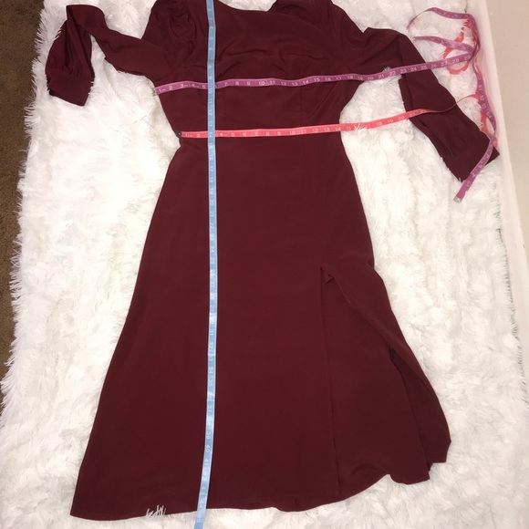 Alemenda Burgundy Backless Long Sleeve Midi Dress - Picture 3 of 7